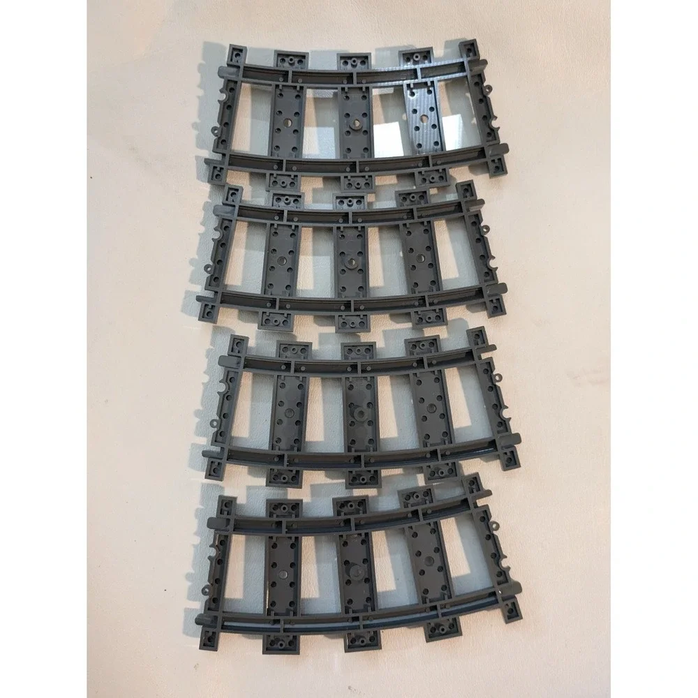 Lot of 4 Lego Plastic Rail Road Train Track Curved City Replacement 53400 Grey